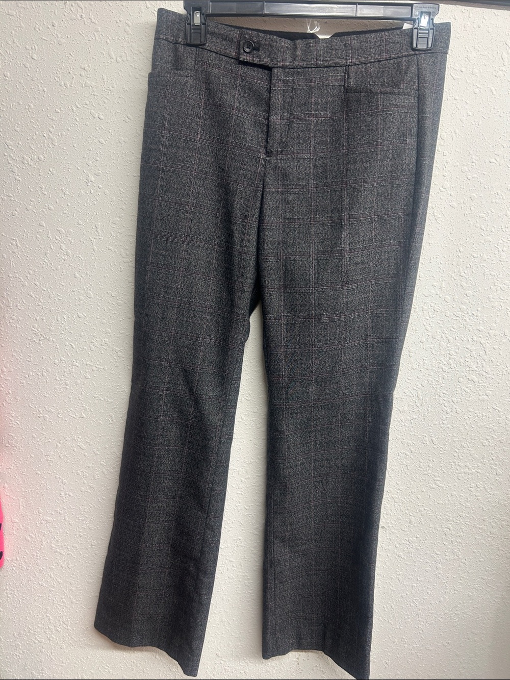 Banana Republic Gray Plaid Pants with Pink Windowpane